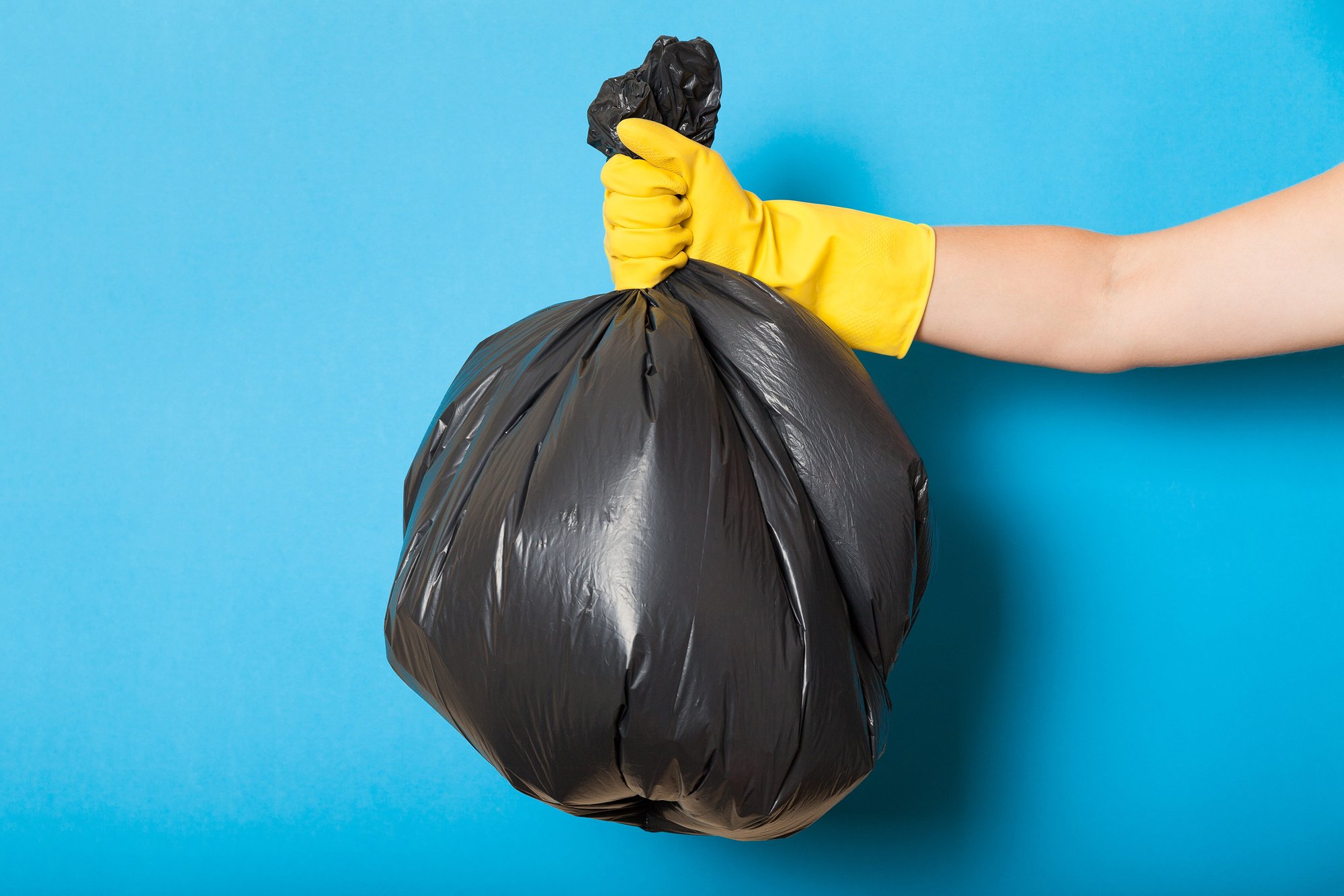 Trash, waste, trash recycle plastic bag in hand